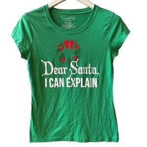 Wound Up DEAR SANTA,  I CAN EXPLAIN Ugly Christmas Tee Shirt Size Large NWOT